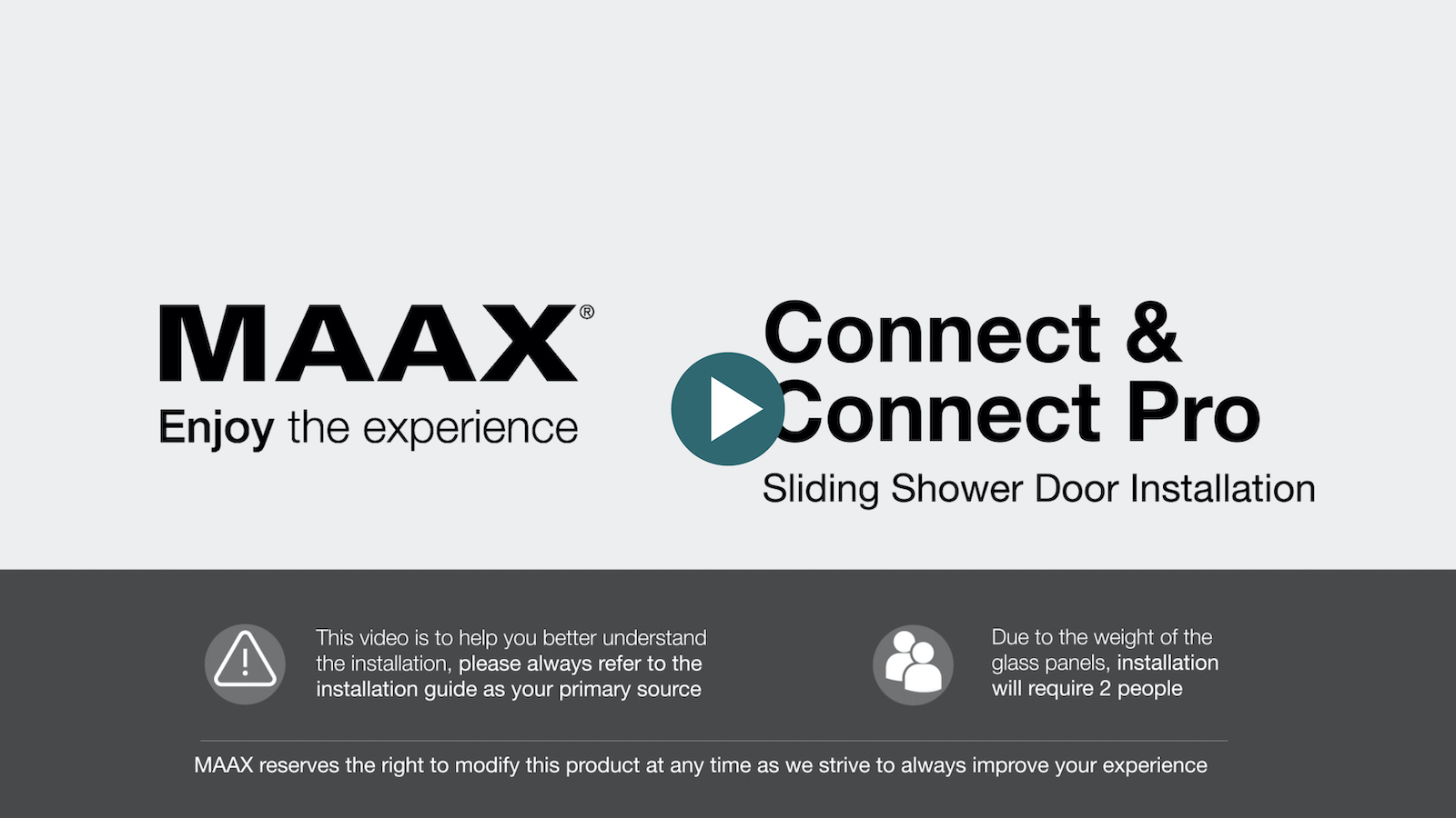 MAAX Connect / Connect Pro Sliding Door Installation Video